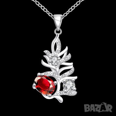 Колие с червен гранат, снимка 3 - Колиета, медальони, синджири - 25428242