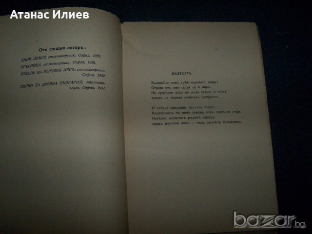 "На морския бряг" стихове от Панайот Петров издание 1938г., снимка 3 - Художествена литература - 21452516