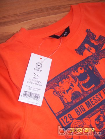 тениска в оранж на George Fun Bus-5/6г. -размер-110-116, снимка 5 - Детски тениски и потници - 7112217