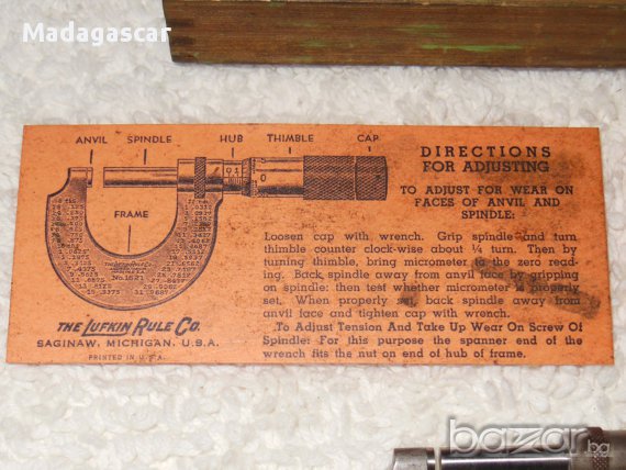 антикварен инчов микрометър от петдесетте години , снимка 2 - Други инструменти - 15251754