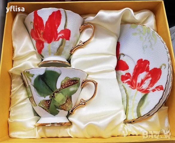 Чаши с цветя от костен порцелан за миялна машина, снимка 8 - Подаръци за жени - 24563758
