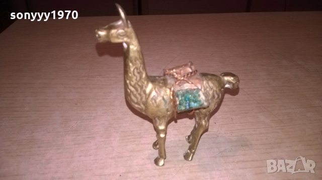 лама-масивен мед/месинг-внос испания-10х9х3см, снимка 3 - Колекции - 25244462