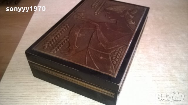 стара кутия-дърво с обков мед/месинг-25х16х6см, снимка 8 - Колекции - 23362160