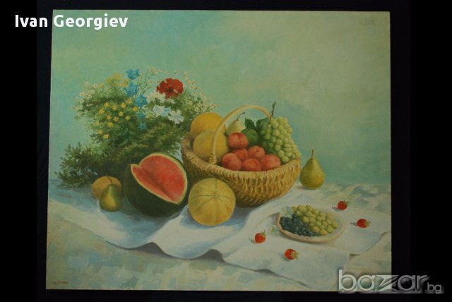 Стара картина, натюрморт, А.Панагонов, снимка 1 - Антикварни и старинни предмети - 16847981