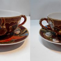 Японски порцеланови чаши с чинийки за чай, снимка 2 - Антикварни и старинни предмети - 23039664