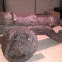 оръдие-топ-дърво и месинг-52х27х25см-внос швеицария, снимка 6 - Антикварни и старинни предмети - 23741780