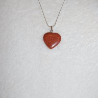 Ланче"Сърце" червено-кафяв авантюрин, снимка 2 - Колиета, медальони, синджири - 13241005