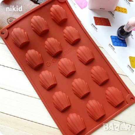 Голяма 15 сладки бисквитки Мадлени силиконов молд форма декорация торта фондан шоколад и др., снимка 1