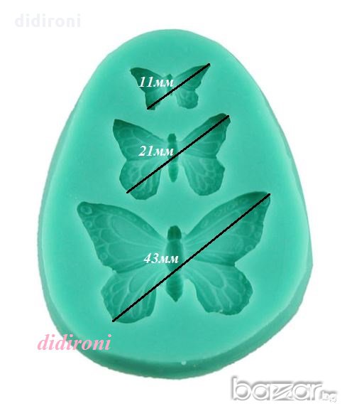 Силиконов молд пеперуди за фондан, марципан и други моделиращи маси, снимка 1
