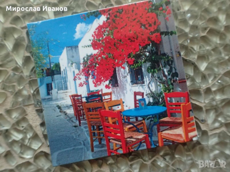 магнит Улица в Гърция с цветя , снимка 1