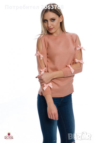 🎀 Дамски Пуловер с Декорирани 🎀 на ръкава 🎀, снимка 1
