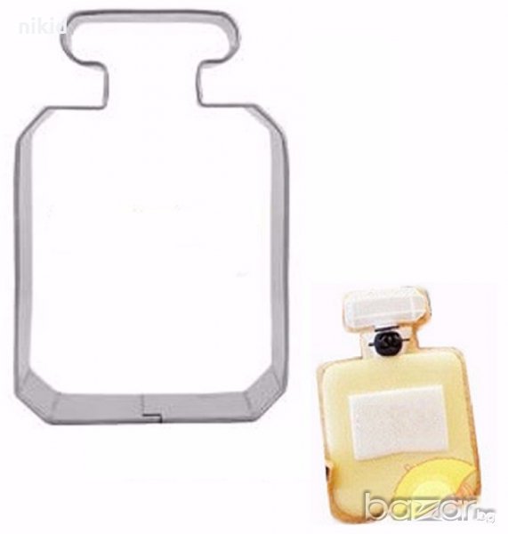 Парфюмна Парфюм бутилка шише флакон метална форма резец украса бисквитки фондан тесто шоколад, снимка 1