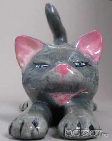 протягащо се Коте, котка фигура, порцелан / керамика фигурка статуетка антика, снимка 7 - Статуетки - 12001324