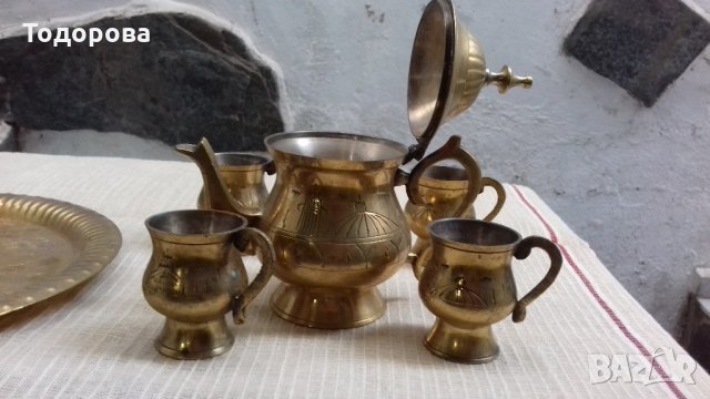 Ръчно кован бронзов индийски сервиз, снимка 3 - Антикварни и старинни предмети - 21925089