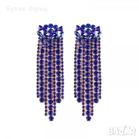 Обеци сини кристали лори, снимка 2 - Обеци - 23242984