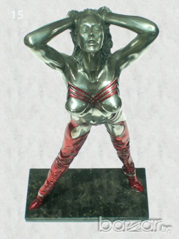 Стриптизьорка - скулптура, пластика върху мраморна основа, цветна , снимка 5 - Статуетки - 11620454