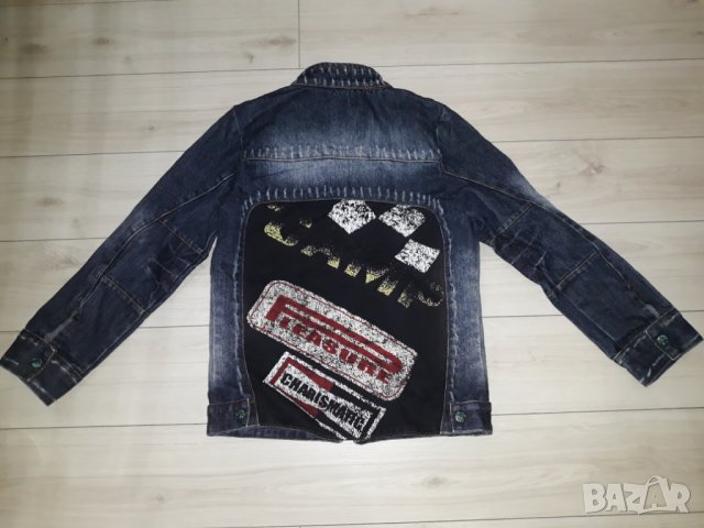 Унисекс Дънково яке с надписи , снимка 2 - Детски панталони и дънки - 23624967