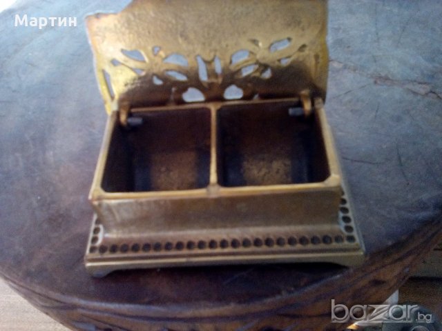 Стара масивна  бронзова - Мастилница - 1 бр. ( 777985) , снимка 4 - Декорация за дома - 18315332