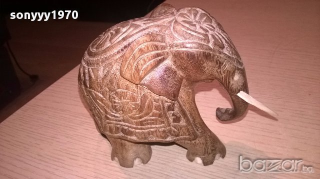 Красив слон-дървен 13/10/7см-внос швеицария, снимка 2 - Антикварни и старинни предмети - 16169330
