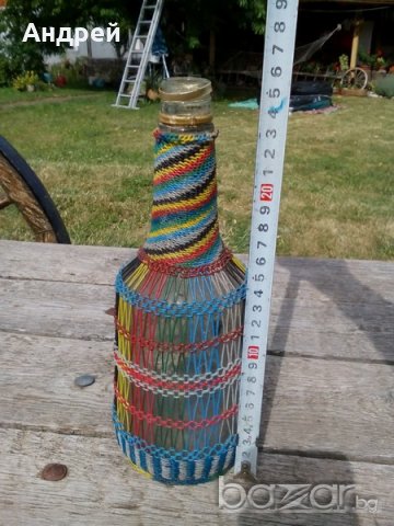 Старинно плетено шише,бутилка, снимка 2 - Антикварни и старинни предмети - 16752646