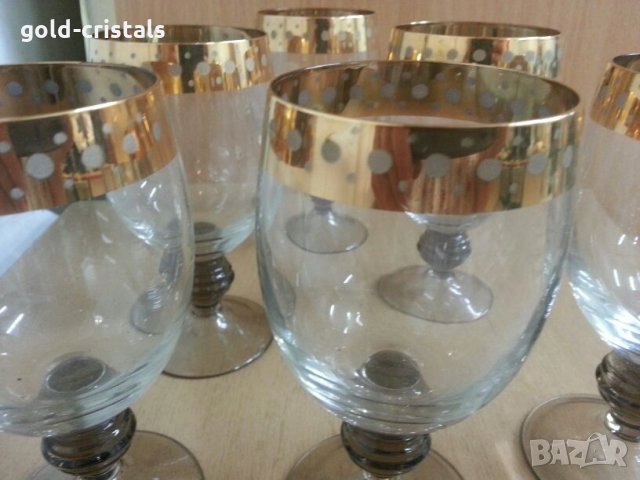  руски кристални чаши с златен кант , снимка 3 - Антикварни и старинни предмети - 25718493