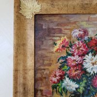 Маслена картина "Ваза с цветя" италиански художник , снимка 6 - Картини - 22853606