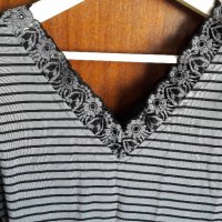 Дамска блуза с черно дантелено бие, снимка 1 - Тениски - 18967644
