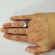 Сребърен ръчен пръстен с цветен седеф - сребро проба 925, снимка 2 - Пръстени - 17637239