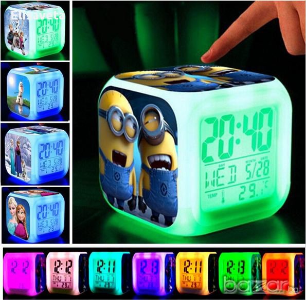 Миниони Despicable Me Alarm часовници с термометър с 7 цвята на дисплея, снимка 1