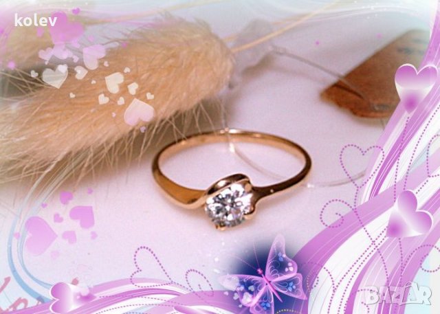 златен пръстен годежен стил 1.60 грама /размер №55, снимка 2 - Пръстени - 13150833