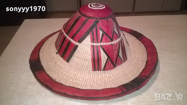 АНТИК-монголска красива автентична шапка-кожа и плетка-38х15см, снимка 4 - Антикварни и старинни предмети - 24234620