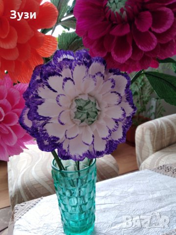 Цветя от хартия-далии, снимка 3 - Изкуствени цветя - 25247625