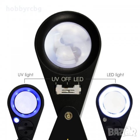 Бижутерска лупа 10х увеличение, LED и UV светлина, снимка 6 - Друга електроника - 25296690