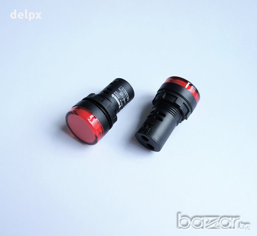 Индикаторна LED лампа червена 220V 0,02A Ф22mm, снимка 1 - Лед осветление - 17441302
