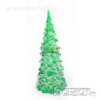 Декоративна елхичка с изкуствен сняг, светеща в различни цветове. Изработена от PVC материал. , снимка 2 - Коледни подаръци - 16203821