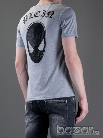 PHILIPP PLEIN GREY SPIDER-MAN PRINT Мъжка Тениска size S, снимка 2 - Тениски - 7327596