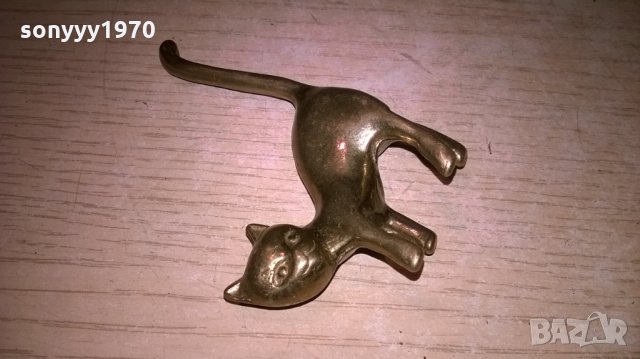 масивно коте-мед/месинг-10х8х2см-внос швеицария, снимка 9 - Антикварни и старинни предмети - 22466294