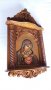 Дърворезба-домашен иконостас с иконопис "Богородица с младенеца", снимка 4