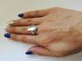 Стар сребърен пръстен с бял седеф, снимка 3