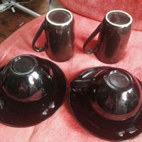 Нов полски порцелан черен,лукс от 6 части+Подарък 4 бр.подложки за чаши, снимка 2 - Кухненски принадлежности - 22081269