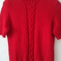Червена блуза-ръчно плетиво,S/M, снимка 1 - Блузи с дълъг ръкав и пуловери - 19676596