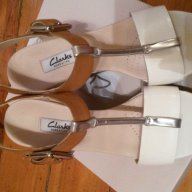 Сандали Clarks Orleans White&Brown Wedge Leather Sandals, снимка 3 - Сандали - 12407534