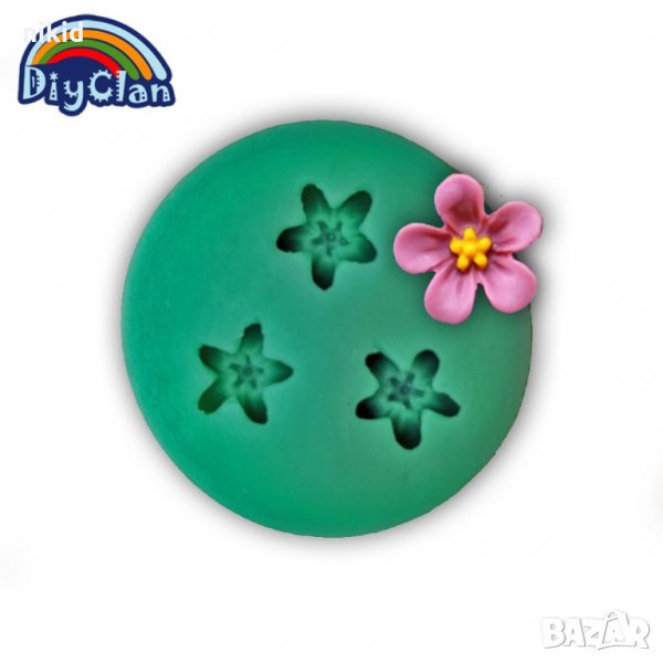 3 мини мини цветчета с тичинка силиконова форма молд украса декор торта мъфини фондан шоколад и др, снимка 1