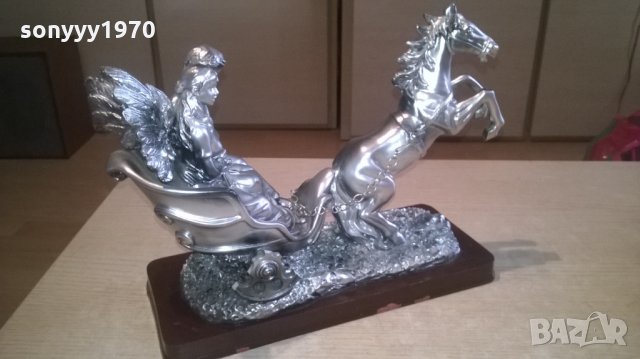 кон с младоженци-красива тежка фигура-32х23х12см, снимка 9 - Антикварни и старинни предмети - 24715471