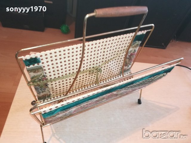 поставка за вестници-в златисто-метал и плат-внос швеицария, снимка 6 - Антикварни и старинни предмети - 21151180