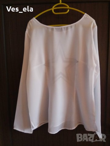 бяла шифонена  блуза звезда размер ХЛ, снимка 2 - Тениски - 25056697