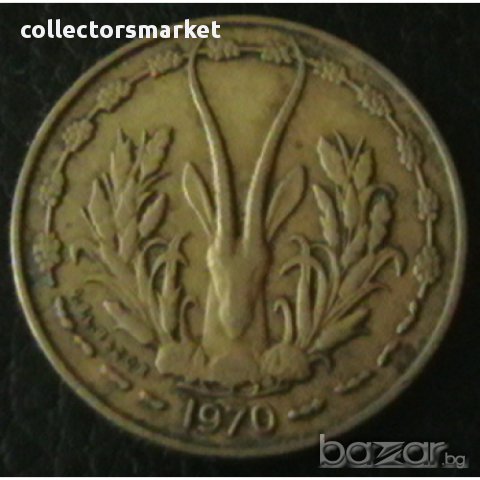 10 франка 1970, Западно Африкански Щати, снимка 2 - Нумизматика и бонистика - 14459647