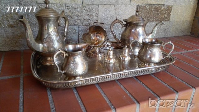 Старинен дълбоко посребрен сервиз, снимка 5 - Антикварни и старинни предмети - 20137508