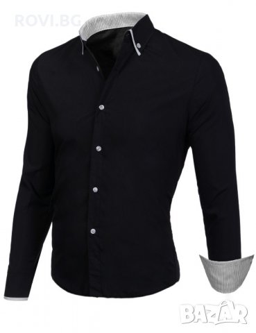 Мъжка риза бяла с черни копчета / черна с бели копчета, снимка 3 - Ризи - 21551237