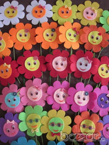 Ръчно изработени цветя от филц, снимка 2 - Други - 7881111